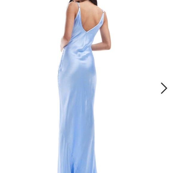 Asos Light Blue Satin Slip Maxi Dress - Picture 3 of 10